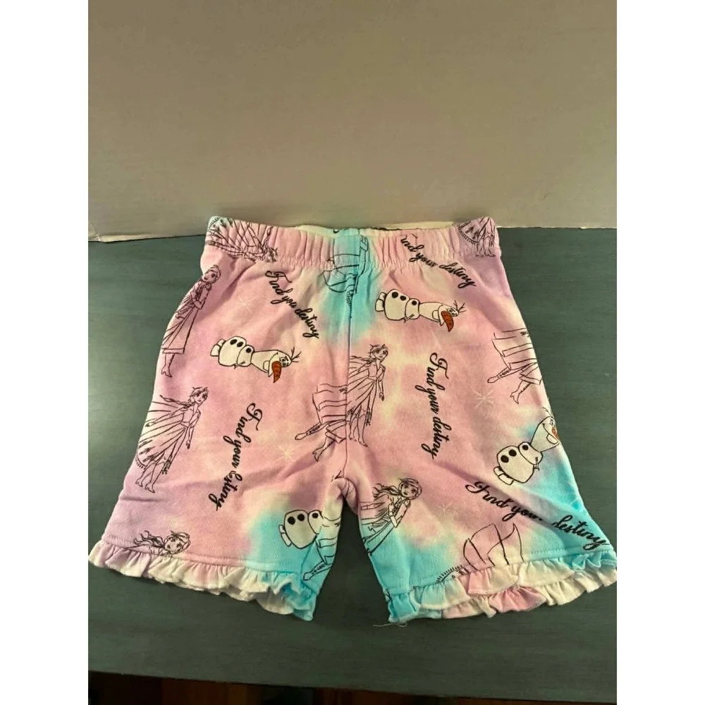 Disney Frozen II 3pc Outfit Set Girls Size 6 Purple Blue Tie Dye Hoodie